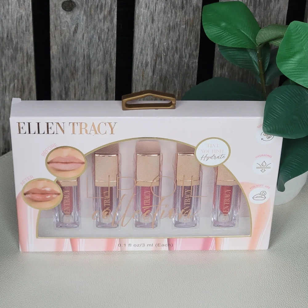 Ellen Tracy Lip Gloss Collection - Vibrant Pink and Red Hues